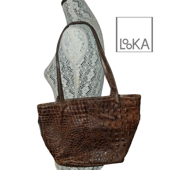 Looka Designer Embossed Leather Tote - Picture 2 of 12